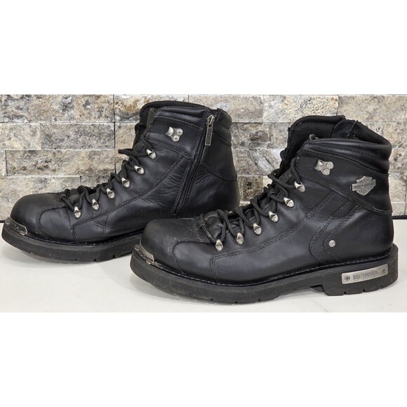 HARLEY DAVIDSON Electron Riding Boots Men\'s 12M Black Leather Motorcycle Biker